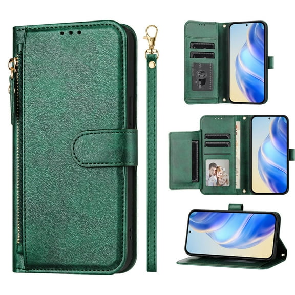 For T-Mobile Revvl 7 /7 Pro Zipper Wallet Case,Senior PU Leather Card Slots Magnetic Clasp Shockproof Protective Cover Case