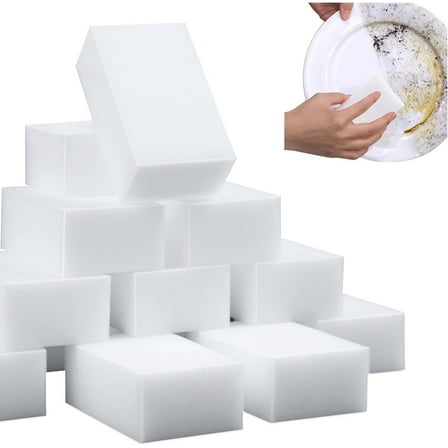 100 Pack Magic Sponge Eraser Extra Thick and Long Lasting Melamine Cleaning Sponges in Bulk - Multi Surface Power Scrubber Foam Cleaning Pads - Bathtub, Floor, Baseboard, Bathroom, Wall Cleaner