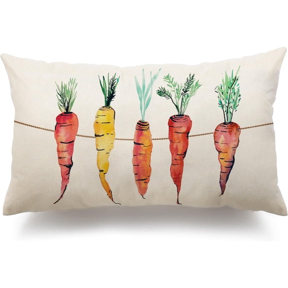 Easter Pillow Covers 12x20 inch Five Watercolor Carrots Decor for Lumbar Pillows covers Spring Farmhouse Pillow covers Decor Couch Living room 67B