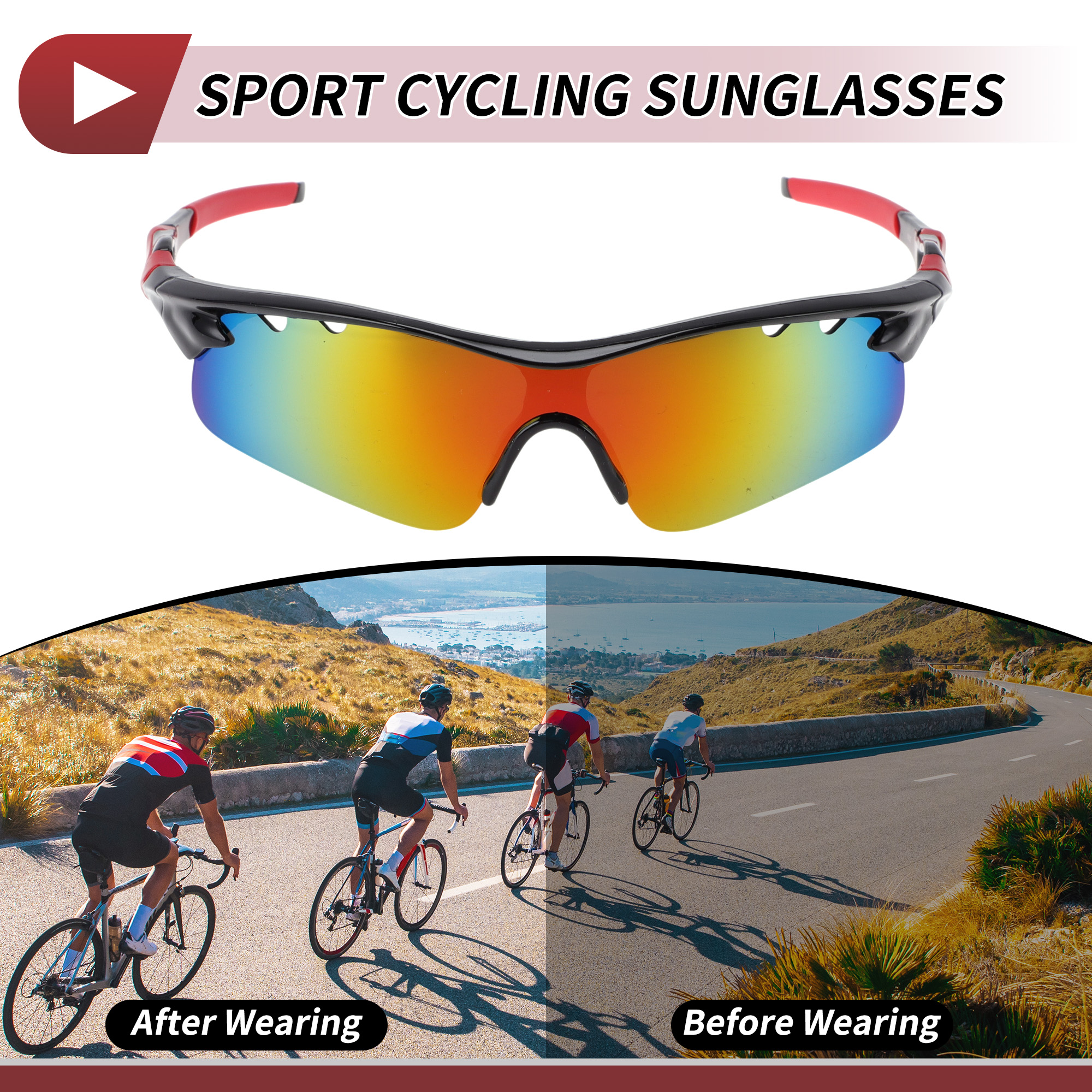 Unique Bargains 1 Set Motorcycle Riding Goggles PC Tri-acetel Cellulose Outdoor Sports Sunglasses for Motocross Dirt Bike ATV Purple Silver Tone Lens Red Black Frame