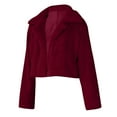 thumbnail image 5 of Lovskoo Womens Cropped Faux Fur Coat Winter Warm Fluffy Casual Lapel Jackets Warm Fuzzy Solid Color Outerwear Claret, 5 of 7