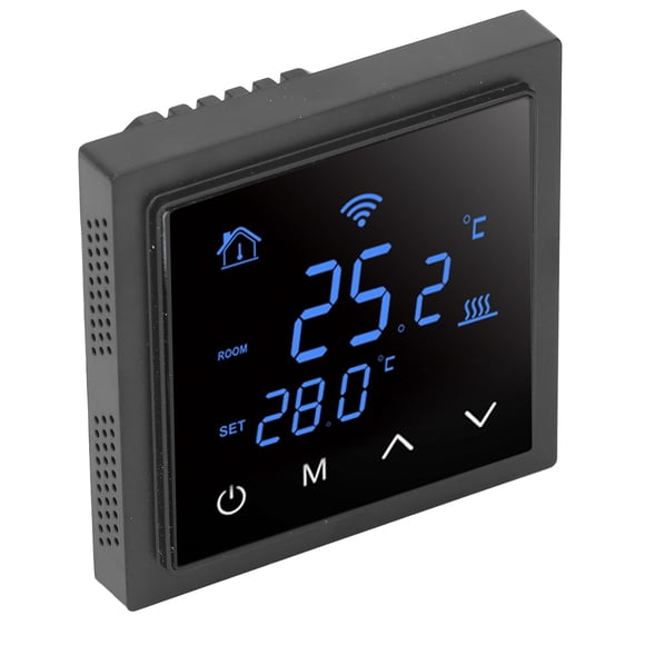 Home Heating System Thermostat, Child Lock Mode Accurate Temperature Control Floor Heating Thermostat for Office White,Black