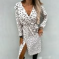 thumbnail image 4 of Fankiway Liquidation Robes à Manches Longues Mode Femmes Col en V Manches Longues Bandage Taille Haute Robe Chemise Robes Femmes Grande Taille Liquidation, 4 of 8
