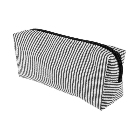 Unique Bargains 1 Pc Lady Portable Rectangle Makeup Bag for Travel Black White Polyester