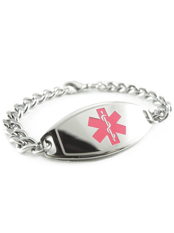 MyIDDr - Pre-Engraved Breast Cancer Medical Alert Bracelet, Stainless ...