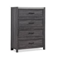thumbnail image 3 of Beautiful 3pc King Size Dark Gray Finish Panel Bed Chest Nightstand Set Wooden Bedroom Furniture, 3 of 5