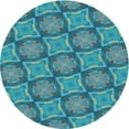 thumbnail image 1 of Ahgly Company Machine Washable Indoor Round Transitional Dark Cyan Green Area Rugs, 6' Round, 1 of 7