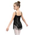 thumbnail image 7 of Aislor Kids Girls Shiny Sequin Latin Jazz Ballet Dance Dress with Tassel Hem Ballroom Party Costume 6-14 Black 12, 7 of 7