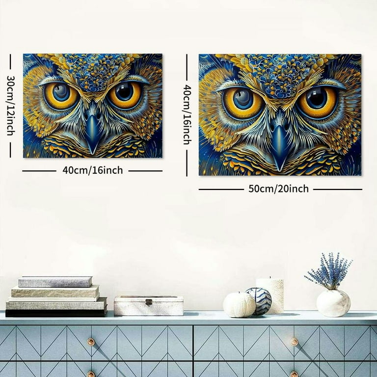 ONETECH Trippy Owl Canvas Art - Home Decor Wall Art Print Poster