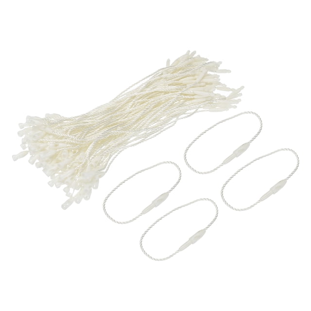 Unique Bargains Polyester Rope Hang Tag String Snap Lock ,Plastic Tags Ties 120mm/7.42' Length,1mm/0.04' Dia,Pack of 100,Beige