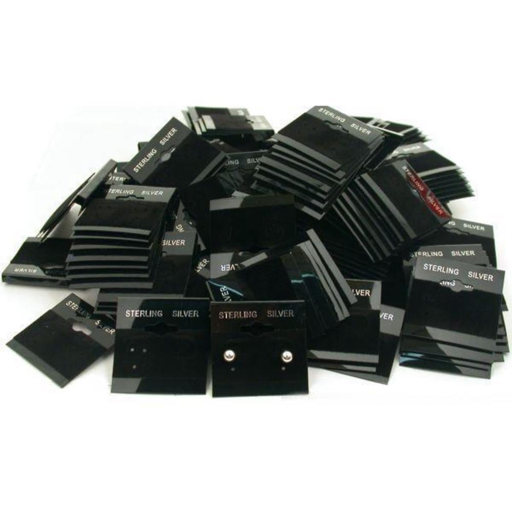Lot of 100~200~500pcs 2"x2" Black Sterling Silver Earring Card W Flocked Velvet 