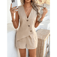 thumbnail image 5 of EASYBRA Women Button Cardigan Vest and Shorts Set Casual Summer Two Piece Resort Outfit, 5 of 7