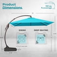 thumbnail image 4 of 10x10 FT Patio Cantilever Umbrella with Base Outdoor Large Square Tilting Offset Umbrellas for Poolside Deck (Turquoise Blue, 10x10 FT), 4 of 7