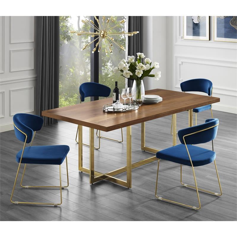 Kaiser Wood Veneer 78 8 Dining Table Walnut Gold Walmart Com Walmart Com