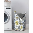thumbnail image 3 of Garden Laundry Bag, Romantic Peony Hydrangea and Blue Violet Blossoms in Sketch Art Style, Hamper Basket with Handles Drawstring Closure for Laundromats, 13" x 19", Dark Grey Yellow, by Ambesonne, 3 of 4