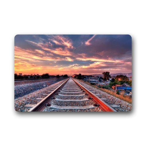 WinHome Beautiful Train Tracks Railroad Doormat Floor Mats Rugs Outdoors/Indoor Doormat Size 23