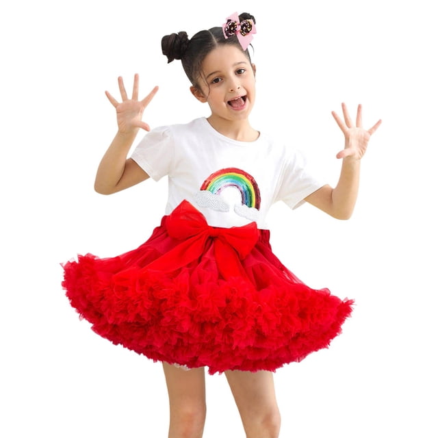 SXcggal One Robe Tutu Mode Enfant Couleur Unie Nœud Robe Tutu Fille Belle Mode Mignonne Robe Enfant