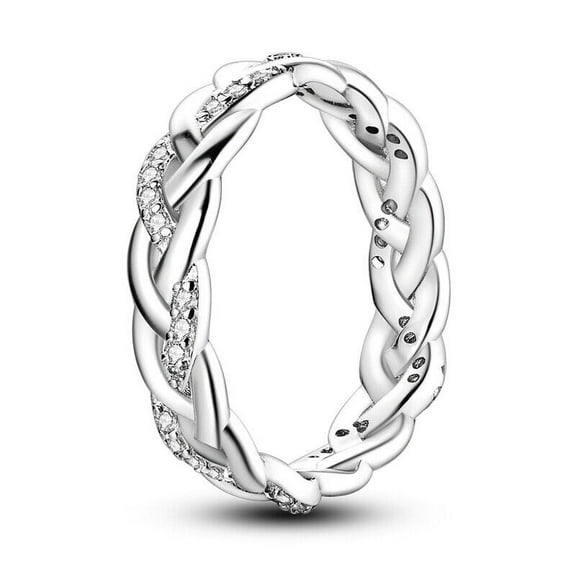 Unique Woven Knot Eternity Diamond Ring 1.7 Ct Diamond 14K White Gold Over