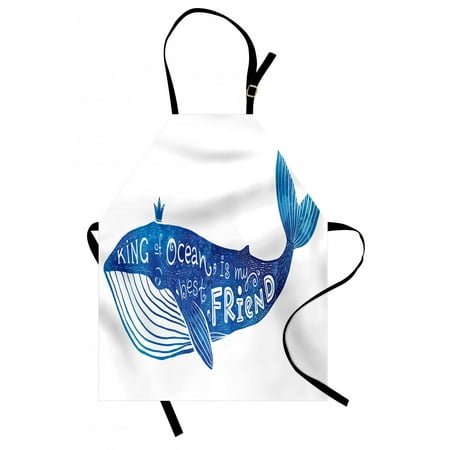 Whale Apron Kind of Ocean is My Best Friend Quote with Whale Fish Paintbrush Artsy Picture, Unisex Kitchen Bib Apron with Adjustable Neck for Cooking Baking Gardening, Violet Blue White, by (Best Kind Of Kitchen Countertops)