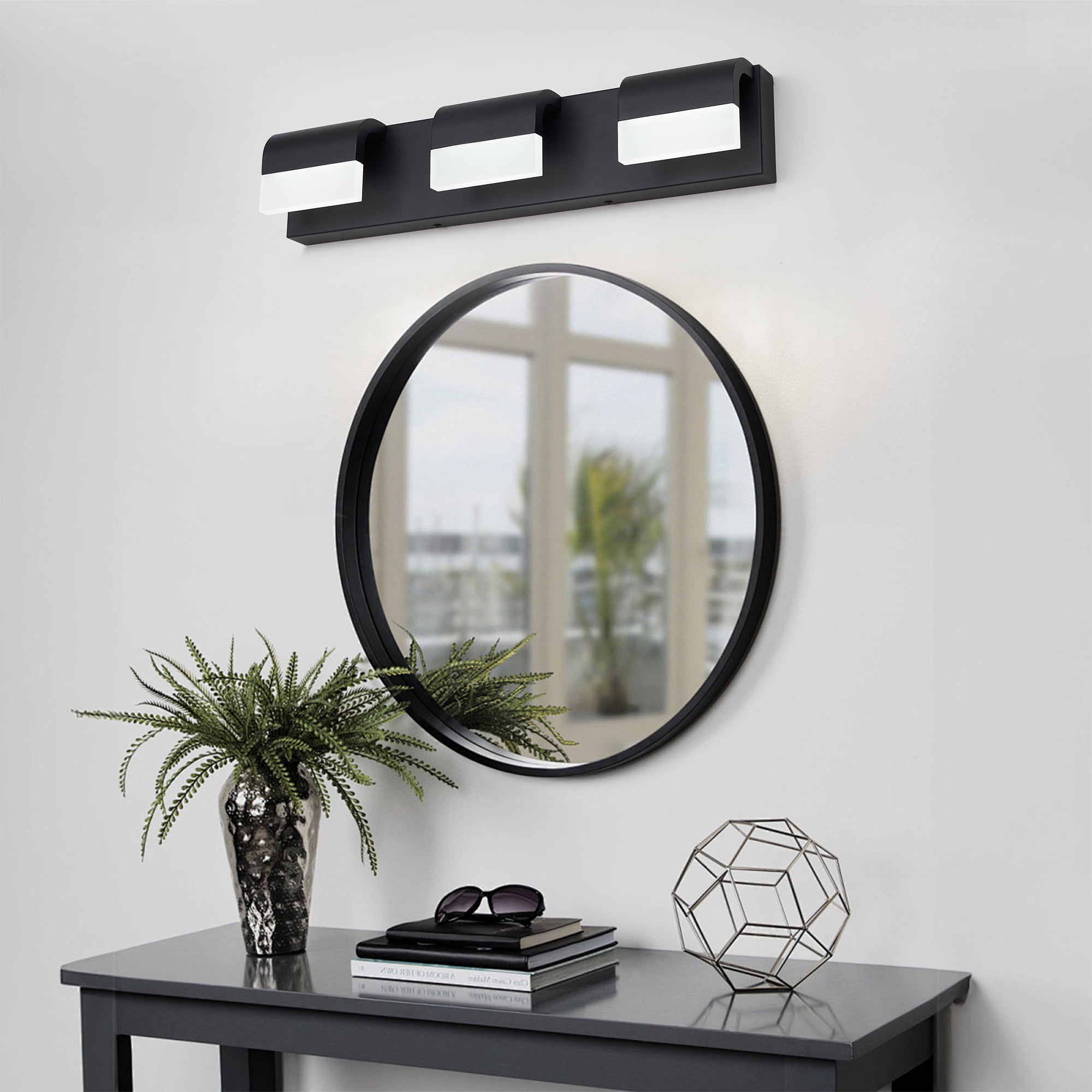 Jopath 3-Light Bathroom Vanity Light, Modern Dimmable LED Wall Mount Lighting Fixture for Bathroom Vanity Mirror Matt Black