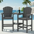 thumbnail image 4 of JUSTLET Larger Size Tall Adirondack Chair Set of 2 with Double Connecting Tray, HDPE Weather Resistant Patio Bar Stools, Grey, 4 of 8