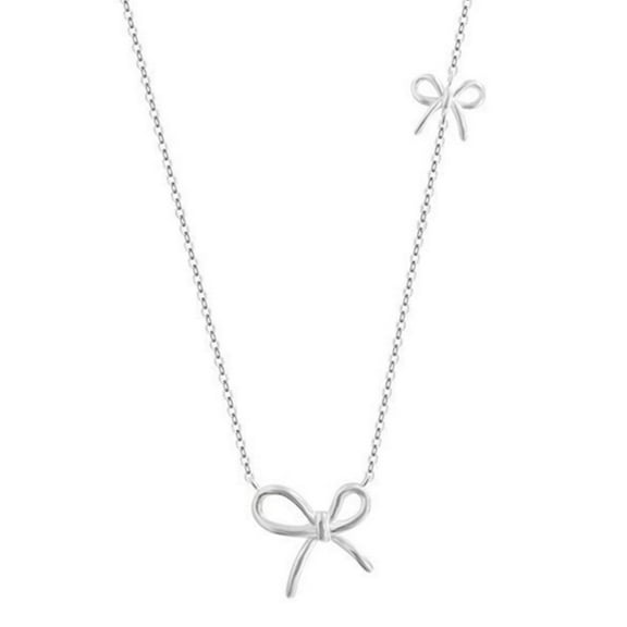 SFTING 925 Sterling Silver Bow Necklace Dainty Silver Bow Pendant for Women