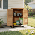 thumbnail image 2 of Mcombo Small Outdoor Wood Storage Cabinet, Outside Tools Cabinet (24.6" x 18.3" x 38.2" ) 0985CR, 2 of 8