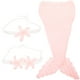thumbnail image 1 of WORGEOUS 1 juego / 3 uds., Accesorios de fotografía de sirena recién nacida encantadores, disfraz de bebé, suéter de ganchillo tejido para bebés, trajes de cola de cosplay (rosa), 1 of 7