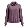 thumbnail image 3 of NMMUED Women Quarter Zip Pullover Womens Quarter Zip Sweater 1/4 Zip Pullover Women Sweater Tops for Women Womens Long Sleeve Tops Zipper Sweaters for Women Winter Tops for Women Light Violet XXL, 3 of 9