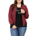 thumbnail image 5 of Unique Bargains Women's Plus Zipper Trim Outerwear Bomber Jacket, 5 of 7