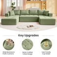 thumbnail image 4 of COOLHUT 136.2" U Shaped Sofa Couch, 4-Seater Sectional Plush Fabric Sofa with 4 Waist Pillows, Deep Seat Large Couch with Double Chaise Lounge No Assembly for Living Room, Apple Green, 4 of 12