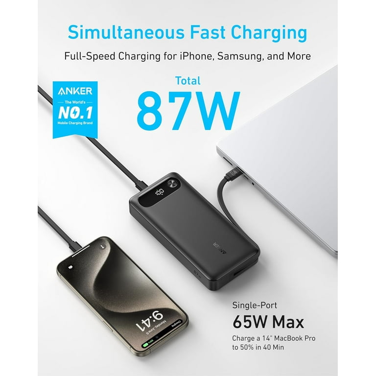 Anker Power Bank, 20,000mAh Portable Charger with Built-in