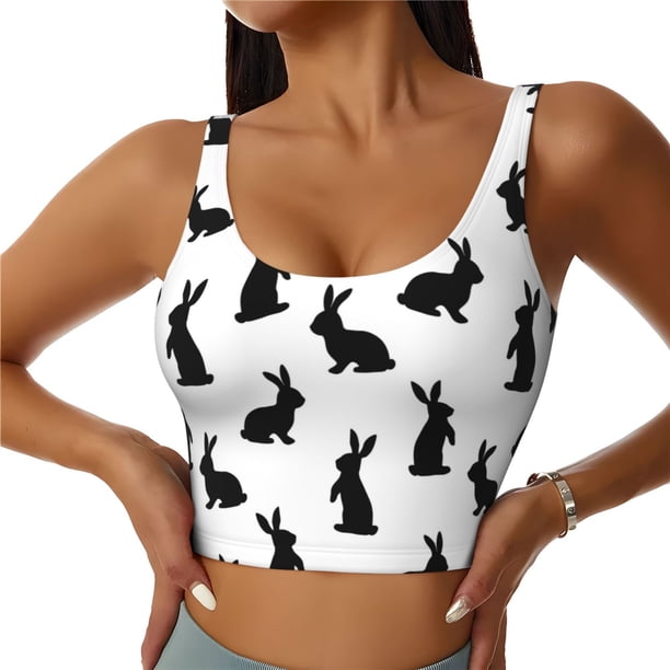 Balery Black Rabbit Sujetadores deportivos con espalda cruzada para mujer, acolchados, sin costuras, de alto impacto, ideales para yoga, gimnasio, entrenamiento y fitness.-X-Large