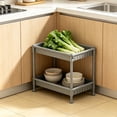 thumbnail image 5 of 2 Tier Storage Organizer Plastic Shelving Unit, Ventilated Small Shelves, Multi-Purpose Kitchen Rack Countertop Snack Rack Storage Shelving for Bathroom Window Household Supplies, Gray by XSAOP, 5 of 6