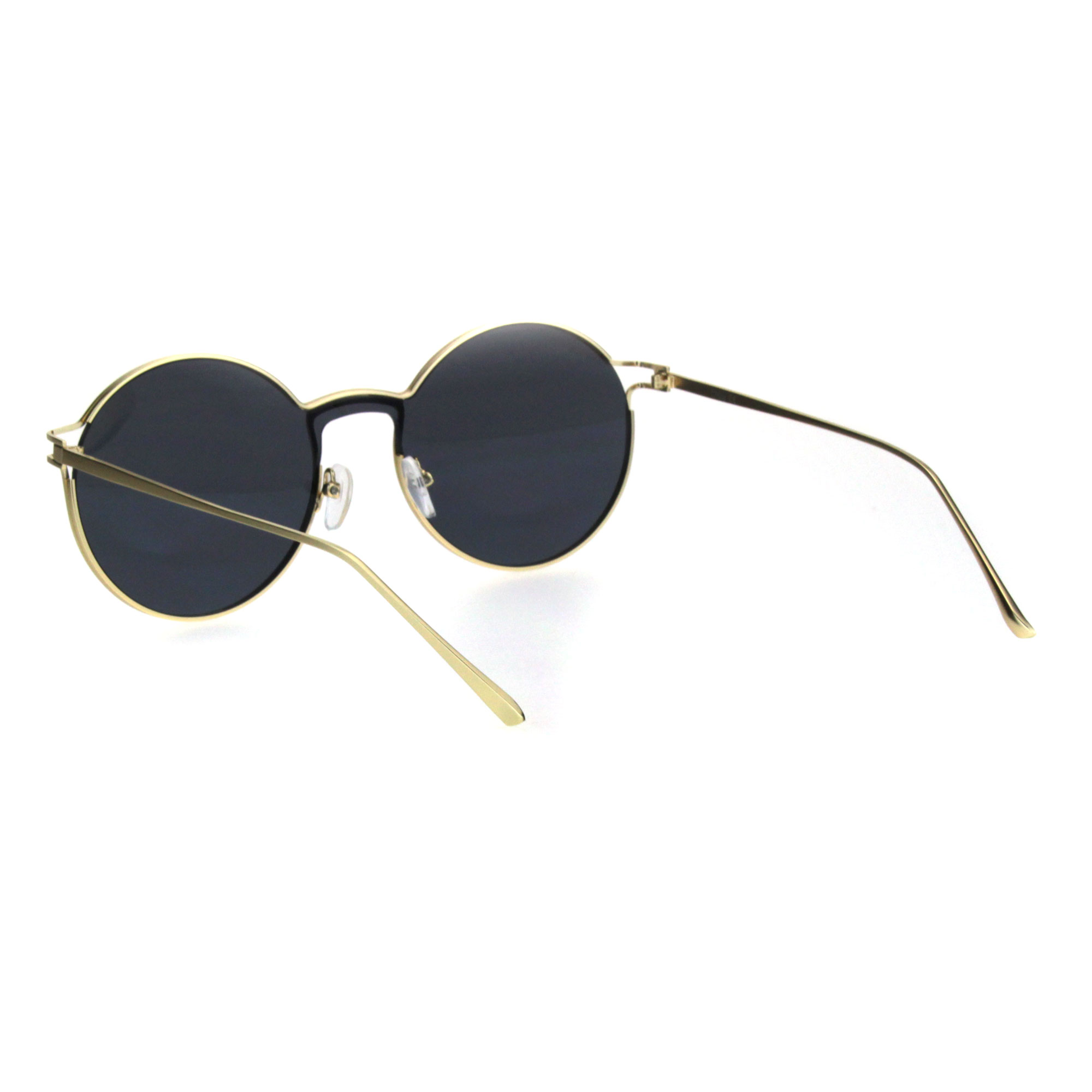 Round Retro Vintage Classic Trendy Hippie Sunglasses Gold Black - image 4 of 4