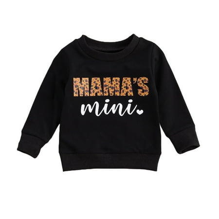 

TheFound Toddler Baby Girls Sweatshirts Mama s Mini O Neck Long Sleeve Crewneck Pullover Tops Fall Winter Warm Clothes