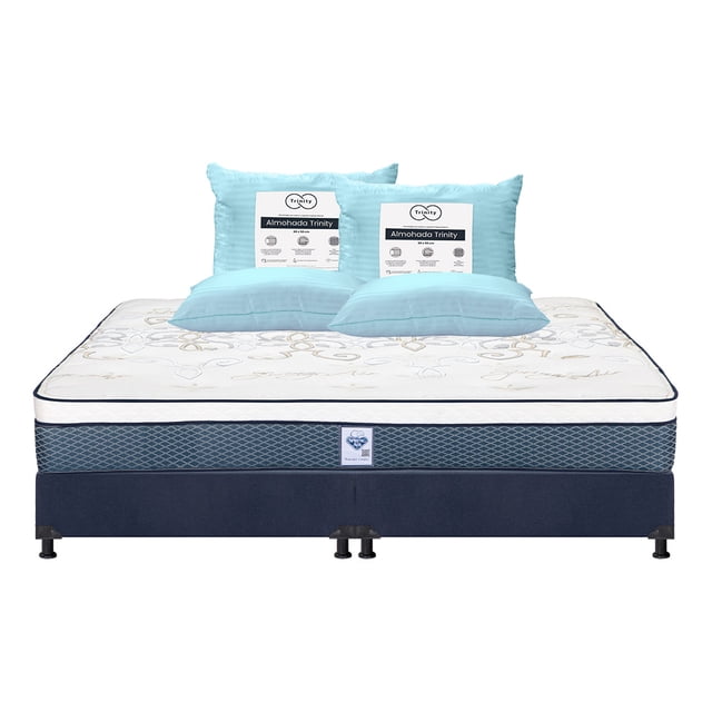 Colchón King Size Cantabria Spring Air + Box + Almohada Trinity 2