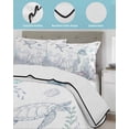 thumbnail image 3 of Twin Quilt Bedding Set, Turtle Coastal Reversible Summer Quilt 3 Pieces, Nautical Summer Beach Coral Jellyfish Shell Lightweight Bedspreads Coverlets with 2 Pillow Shams for All Seasons, 3 of 5