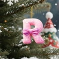 thumbnail image 5 of Pink 26 Alphabet Christmas 2D Acrylic Ornaments - 1pc 3.1in(8cm) Backpack & Car Pendant Decor, Cute Holiday Letter Hanging Accessories, Festive Christmas Alphabet Charms, R, 5 of 7
