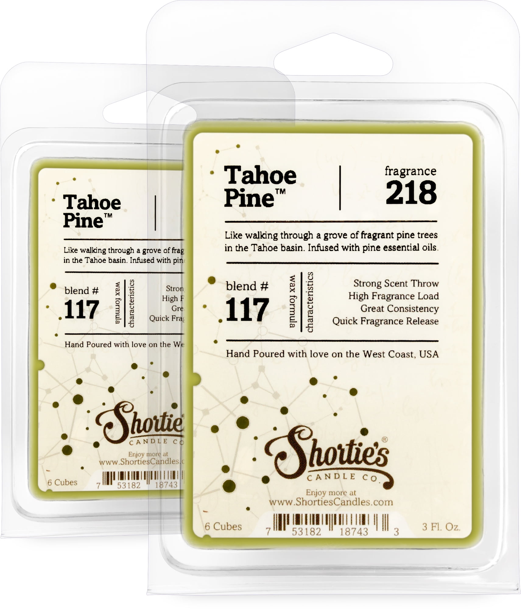 Tahoe Pine Wax Melts Multi Pack - Highly Scented + Essential & Natural Oils - Shortie's Candle Company