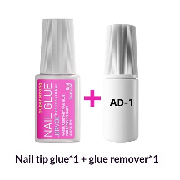 Nail glue without curing for press-on nails, durable fake nails, quick-drying combo set, strong adhesive for press-on nails