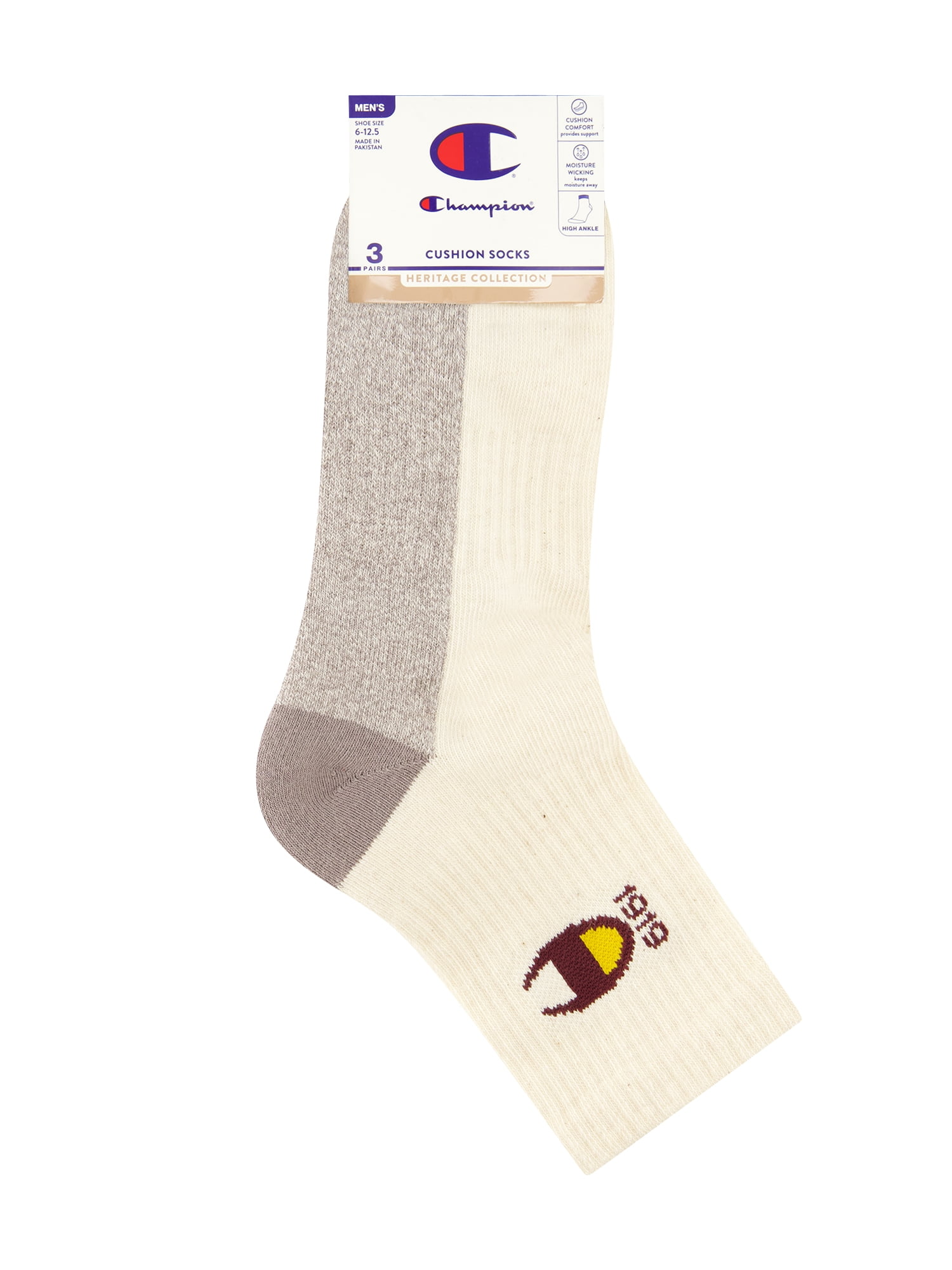 Champion Men’s Ankle Socks 3 Pack – Half Terry Cushion, Moisture-Wicking, Arch Support, Stretch Comfort, Sizes 6–12.5
