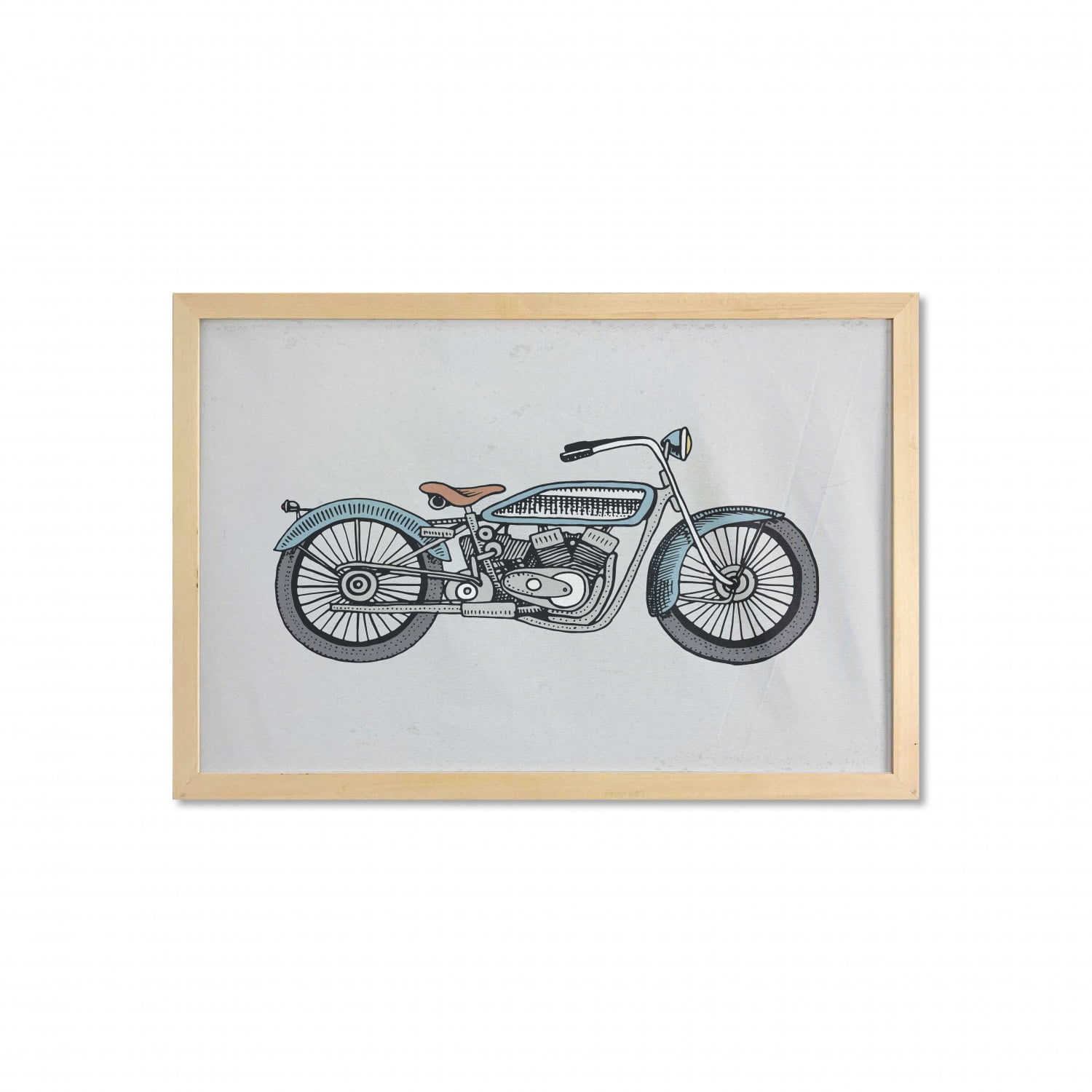 Motorcycle Wall Art with Frame, Off Road Bike Motocross Racer Theme