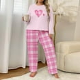 thumbnail image 2 of Hueook Airport Outfits for Women 2025 Womens Plaid Print Two-piece Long-sleeved Trousers Suit Pink XL, 2 of 4