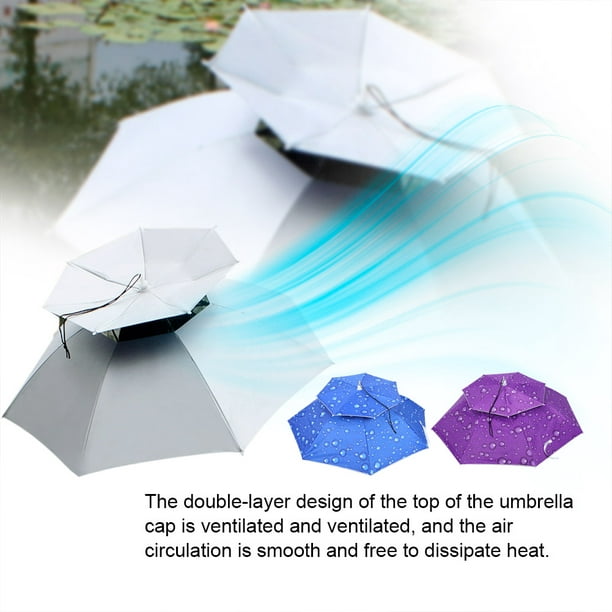 Rdeghly 77cm Sunscreen Windproof Head-Mounted Umbrella Top Folding Hat  Umbrella,Headwear Umbrella,Head Hats 