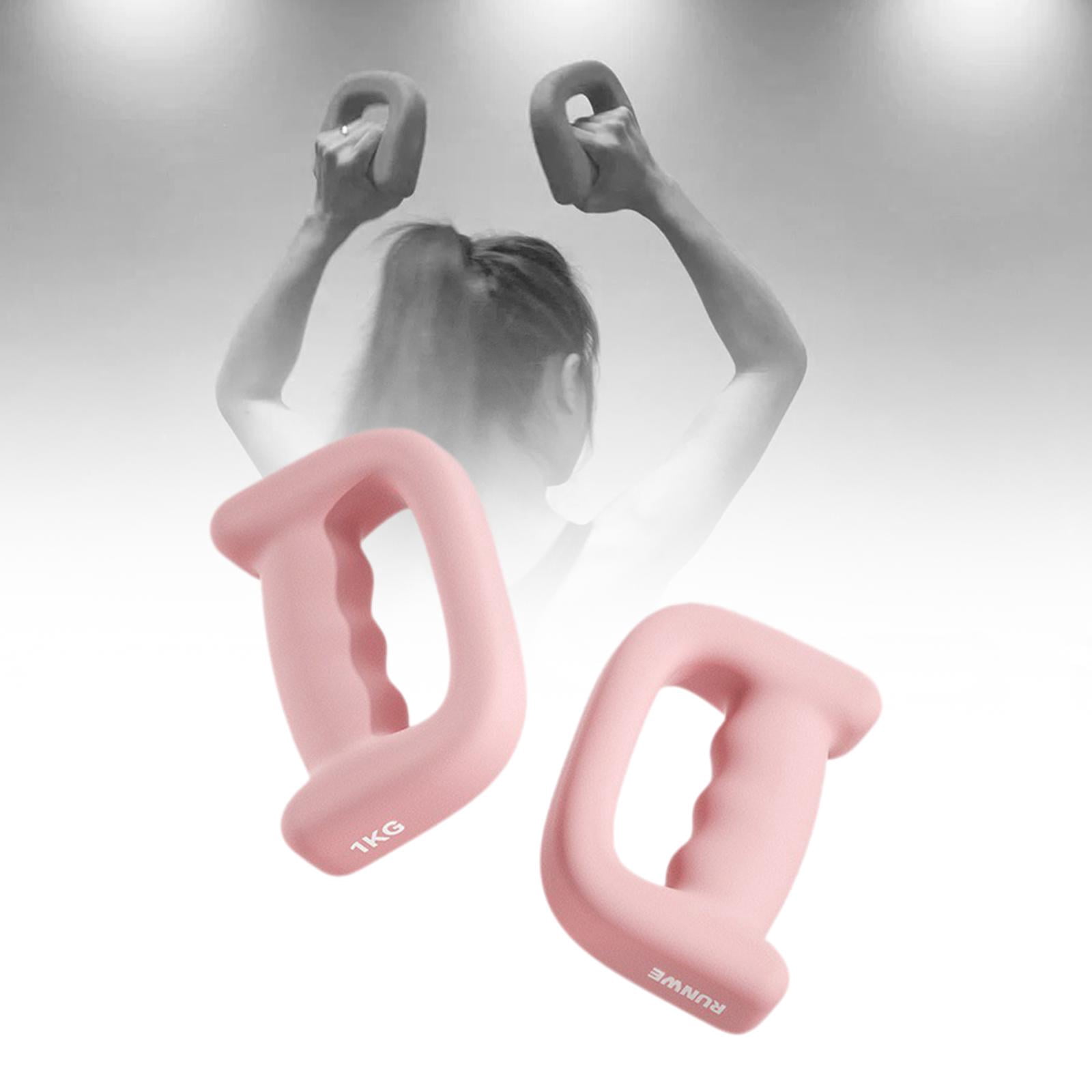 Luwecf 2 Pieces Boxing Dumbbell Handheld Weight 1kg Multifunction Anti Slip Hand Weight Pink