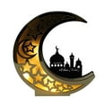 thumbnail image 2 of Creative Wooden Eid Mubarak Ramadan Mirror Golden Moon Table Decorations Castle Hollow Letters with Led Lights Dining Table Decoration Crafts, 2 of 9