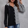thumbnail image 2 of Blusa a cuadros para mujer, camisa a cuadros informal elegante a la moda con botones y cuello vuelto de manga larga, tipo AM, 2 of 7