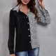 thumbnail image 2 of Blusa a cuadros para mujer, camisa a cuadros informal elegante a la moda con botones y cuello vuelto de manga larga, tipo AM, 2 of 7