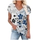 thumbnail image 2 of Fiudx Ofertas de La Semana Blusa Informal de Manga Corta con Cuello En V y Estampado de Moda para Mujer, 2 of 6